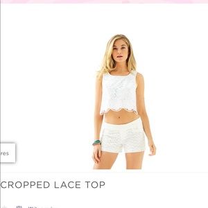 Cropped white eyelet top